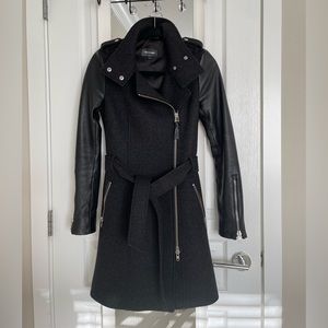 Mackage wool jacket with leather sleeves